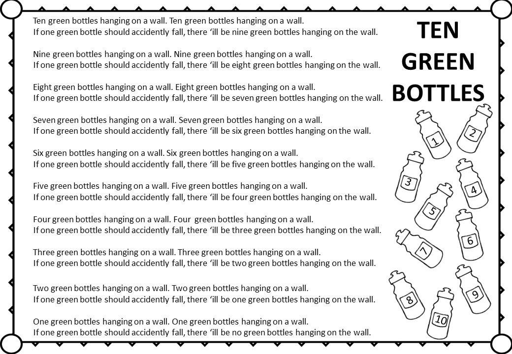 Ten Green Bottles ( ESL / EAL / ELL Song) Esl Teaching Jobs Lounge